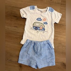 Baby Essentials Camper Van Shirt with Blue Gingham Shorts